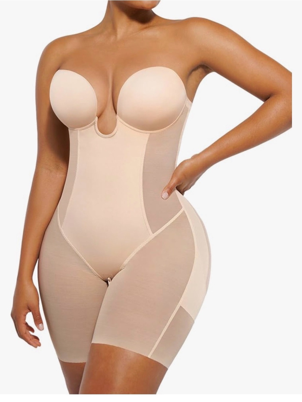 Strapless Sculpting Bodysuit Shapewear in Light Nude
